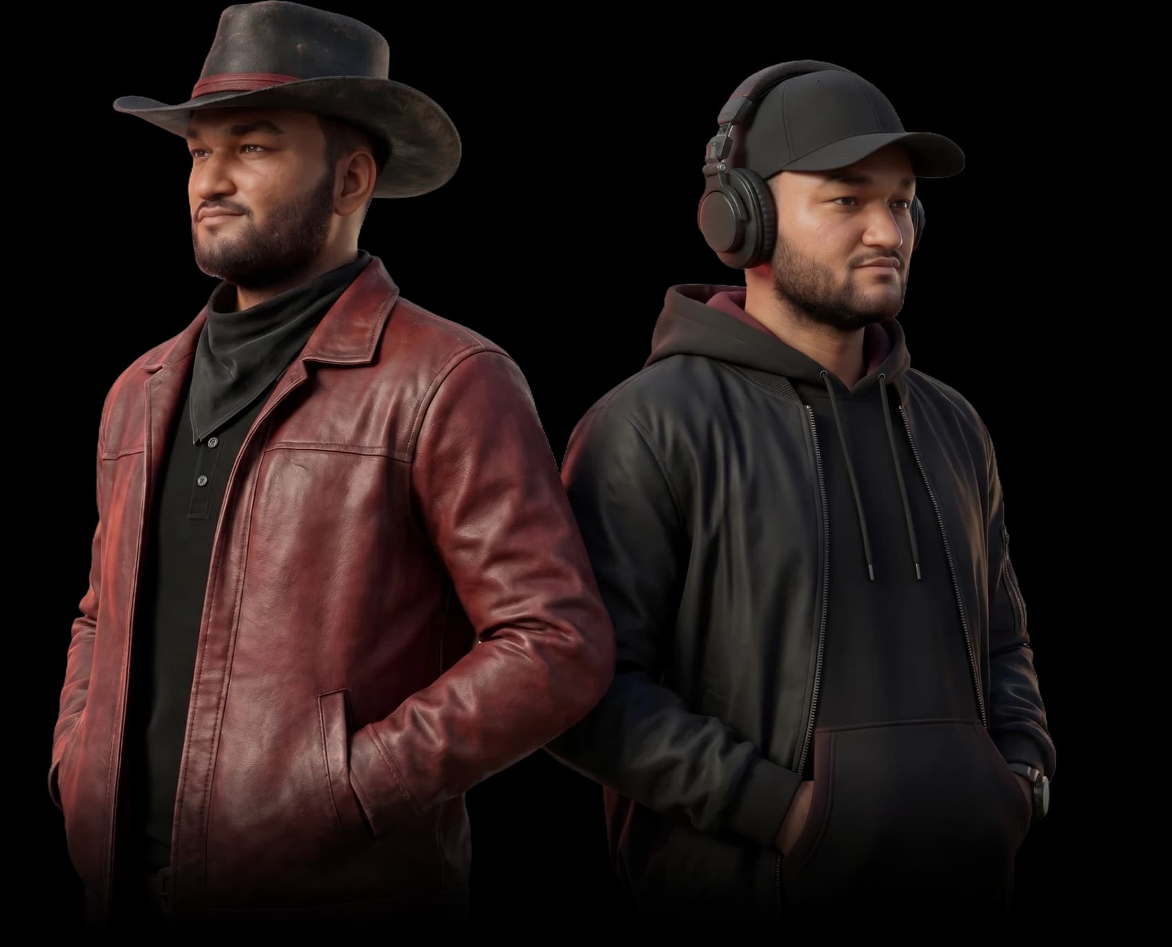 Parth Raj as two game characters: the Player in a red leather jacket and hat, and the Editor in a cap and headphones
